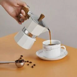 Classic Espresso Maker For Great Strong Flavored Espresso, Italian Style Aluminous Espresso Mocha Maker, Cuban And Greek Coffee Maker, Moka Pot, PercolatoBeige150 Brewer -Kitchen Appliances Shop 87625382 5