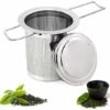 Tea Filter, Stainless Steel Tea Strainer, Tea Strainer, Tea Infuser Tea Strainer With Lid, Fine Hole Tea Filter, Foldable Handle Design Suitable For Cups/Teapot -Kitchen Appliances Shop 87636813 1