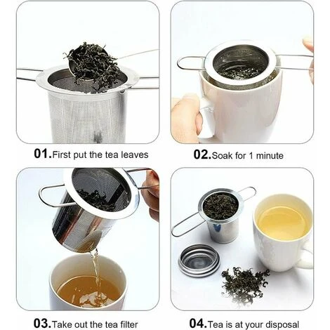 Tea Filter, Stainless Steel Tea Strainer, Tea Strainer, Tea Infuser Tea Strainer With Lid, Fine Hole Tea Filter, Foldable Handle Design Suitable For Cups/Teapot 7 Tea Filter, Stainless Steel Tea Strainer, Tea Strainer, Tea Infuser Tea Strainer With Lid, Fine Hole Tea Filter, Foldable Handle Design Suitable For Cups/Teapot - Image 5