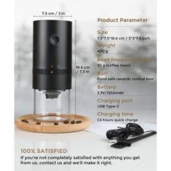 Portable Electric Coffee Grinder, Rechargeable Compact Grinder, Adjustable Ceramic Conical Burr, Fine Grind, Perfect For On The Go -Kitchen Appliances Shop 88298616 5