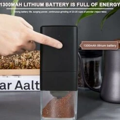 Portable Electric Coffee Grinder, Coffee Grinder 1300mAh USB Rechargeable Coffee Grinder With Brush For Coffee Beans, Spices, Nuts -Kitchen Appliances Shop 88299195 3