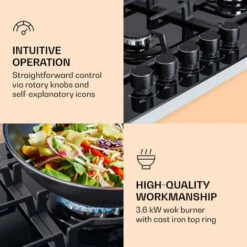 Klarstein Ignito Chef Edition 5 Zones Gas Hob 5 Burners Sabaf Burners Glass Ceramic -Kitchen Appliances Shop 88778463 5