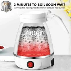 Collapsible Kettle 0.6L Silicone Travel Kettle Collapsible Electric Kettle, Mini Portable Kettle With Stainless Steel Bottom For Camping, Travel, Vacation 600w Fast Boil -Kitchen Appliances Shop 88923885 3