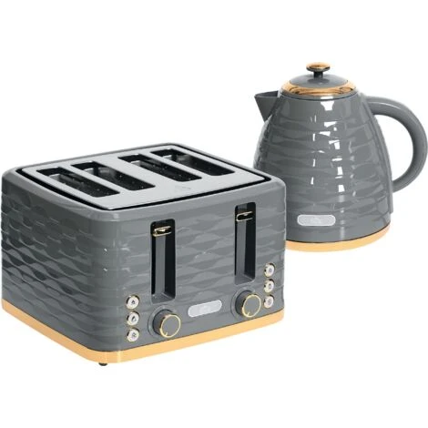 HOMCOM Kettle And Toaster Sets 1.7L Kettle & 4 Slice Toaster W/ Browning Control Grey 3 HOMCOM Kettle And Toaster Sets 1.7L Kettle & 4 Slice Toaster W/ Browning Control Grey