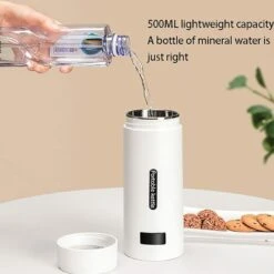 Travel Electric Water Cup, Portable Kettle, Electric Heating Water Cup, Small Mini Home Dormitory, Portable Travel Heating Cup (White) -Kitchen Appliances Shop 89793587 2
