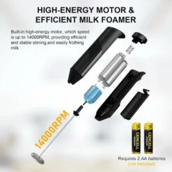 Electric Milk Frother Handheld With Stainless Steel Stand Battery Powered Foam Maker -Kitchen Appliances Shop 90643877 5