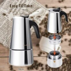 Moka Italian Coffee Maker Stainless Steel Pressure Coffee Maker 300ml Large Capacity Induction Hob Compatible With Ergonomic Handle -Kitchen Appliances Shop 91171562 4