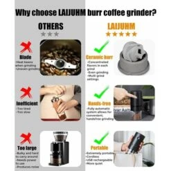 Portable Electric Coffee Grinder, Rechargeable Compact Grinder, Adjustable Ceramic Cone Grinder, Fine Grind, Perfect For On The Go -Kitchen Appliances Shop 91179784 3