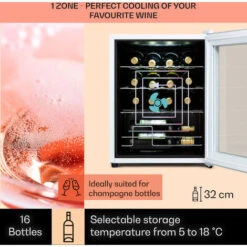 Klarstein Shiraz 16 Quartz Wine Fridge 42l Touch Control Panel 160 W 5-18 °C -Kitchen Appliances Shop 92512589 3
