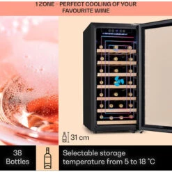 Klarstein Vinamour 54D Wine Refridgerator 2 Zones 148 L 54 Bottles Stainless Steel Front -Kitchen Appliances Shop 92862160 3