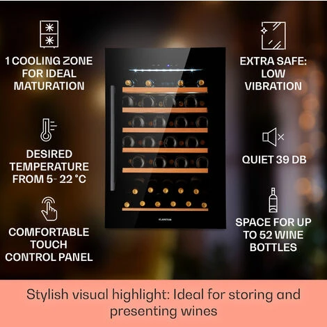 Klarstein Vinsider 52 Built-In Uno Built-In Wine Fridge 52 Bottles 137 Ltr Stainless Steel 4 Klarstein Vinsider 52 Built-In Uno Built-In Wine Fridge 52 Bottles 137 Ltr Stainless Steel - Image 2
