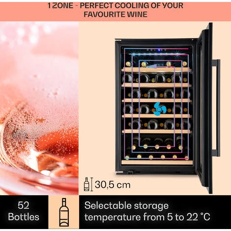Klarstein Vinsider 52 Built-In Uno Built-In Wine Fridge 52 Bottles 137 Ltr Stainless Steel 5 Klarstein Vinsider 52 Built-In Uno Built-In Wine Fridge 52 Bottles 137 Ltr Stainless Steel - Image 3