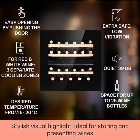 Klarstein Rhône 25 Duo Wine Cooler Compression Cooling 2 Zones 75 Litres / 25 Bottles 4 Klarstein Rhône 25 Duo Wine Cooler Compression Cooling 2 Zones 75 Litres / 25 Bottles - Image 2