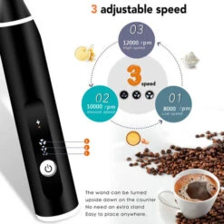 Portable Milk Frother With 1 Heads, Coffee Whisk Froth Mixer With 3 USB Rechargeable Speeds, Mini Electric Handheld Latte Mixer -Kitchen Appliances Shop 93503966 3