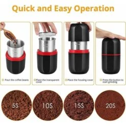150W Electric Coffee Grinder, Bean Grinder, 120g Capacity, With Cleaning Brush, 2-in-1 Teaspoon And Tamper (Black) -Kitchen Appliances Shop 93888626 3
