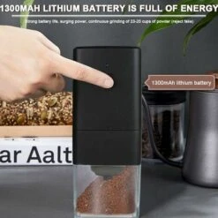 Portable Electric Coffee Grinder, Coffee Grinder 1300mAh USB Rechargeable Coffee Grinder With Brush For Coffee Beans, Spices, Nuts 9 Portable Electric Coffee Grinder, Coffee Grinder 1300mAh USB Rechargeable Coffee Grinder With Brush For Coffee Beans, Spices, Nuts -Kitchen Appliances Shop 93891685 3