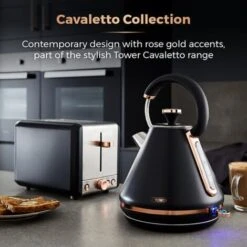 Tower Cavaletto Pyramid Kettle And 2 Slice Toaster Set Black -Kitchen Appliances Shop 94070657 4