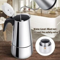 Italian Coffee Maker, Moka Coffee Maker In Stainless Steel Pressure Coffee Maker 300ml Large Capacity Compatible With Induction Hob With Ergonomic Handle 11 Italian Coffee Maker, Moka Coffee Maker In Stainless Steel Pressure Coffee Maker 300ml Large Capacity Compatible With Induction Hob With Ergonomic Handle -Kitchen Appliances Shop 94387426 5