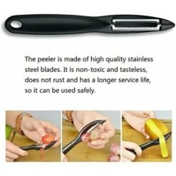 Fruit Peeler Universal Eplucheur With Ergonomic Stainless Steel Blades For Potato And Carrot Vegetable Peeler (black Serrated Edge Planed Color Box) -Kitchen Appliances Shop 94962538 3
