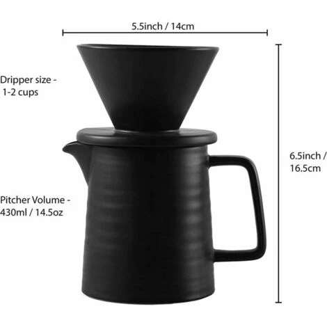 500ml Dripper And Decanter In Coffee Maker Set For V60 Ceramic Premium Home Filter Coffee Maker 44563 Cups (Black) 7 500ml Dripper And Decanter In Coffee Maker Set For V60 Ceramic Premium Home Filter Coffee Maker 44563 Cups (Black) - Image 5