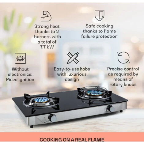 Klarstein Barzona 2 Camping Stove 2 Burners 3.4 KW & 4.3 KW Glass Top & Stainless Steel Housing 4 Klarstein Barzona 2 Camping Stove 2 Burners 3.4 KW & 4.3 KW Glass Top & Stainless Steel Housing - Image 2