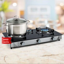 Klarstein Barzona 3 Camping Stove 3 Burners 3.4 KW & 0.75 KW & 4.3 Glass Top & Stainless Steel Housing