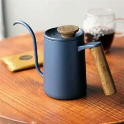 Coffee Pot Solid Wood Handle Fine Mouth Gooseneck Vertical Pot Drip Coffee Maker 350ml