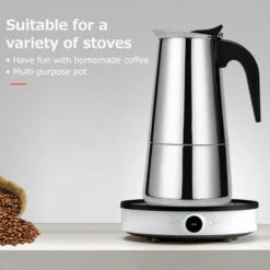 Stainless Steel Coffee Maker Portable Electric Coffee Maker Mocha Latte Stove Espresso Filter Pot European Coffee Cup (450ml) 11 Stainless Steel Coffee Maker Portable Electric Coffee Maker Mocha Latte Stove Espresso Filter Pot European Coffee Cup (450ml) -Kitchen Appliances Shop 96000551 5