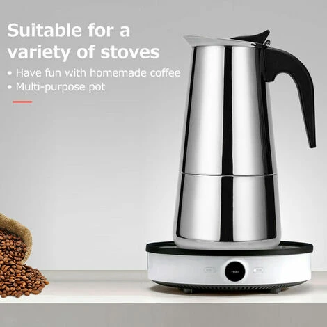 Stainless Steel Coffee Maker Portable Electric Coffee Maker Mocha Latte Stove Espresso Filter Pot European Coffee Cup (450ml) 7 Stainless Steel Coffee Maker Portable Electric Coffee Maker Mocha Latte Stove Espresso Filter Pot European Coffee Cup (450ml) - Image 5