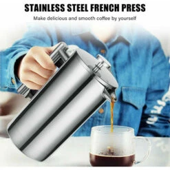 French Press 304 Stainless Steel Thermal Coffee Maker Teapot 800ML 3 Filters Anti-scald Handle Anti-rust Coffee Press -Kitchen Appliances Shop 96000682 3