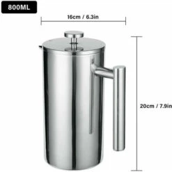 French Press 304 Stainless Steel Thermal Coffee Maker Teapot 800ML 3 Filters Anti-scald Handle Anti-rust Coffee Press -Kitchen Appliances Shop 96000682 5