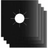 4Pcs Gas Hob Protector Teflon Silver Hob Gas Protector Gas Stove Protector Gas Stove Gas Burner Protector Anti-Corrosion Non-Stick (Black 2727cm) -Kitchen Appliances Shop 96487018 1