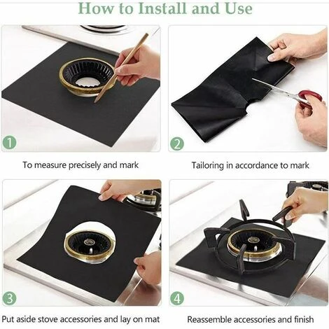4Pcs Gas Hob Protector Teflon Silver Hob Gas Protector Gas Stove Protector Gas Stove Gas Burner Protector Anti-Corrosion Non-Stick (Black 2727cm) 5 4Pcs Gas Hob Protector Teflon Silver Hob Gas Protector Gas Stove Protector Gas Stove Gas Burner Protector Anti-Corrosion Non-Stick (Black 2727cm) - Image 3