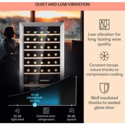 Klarstein Vinamour 32 Uno Wine Fridge 1 Zone 95 L / 36 Bottles 4-18°C Touch -Kitchen Appliances Shop 96890172 4