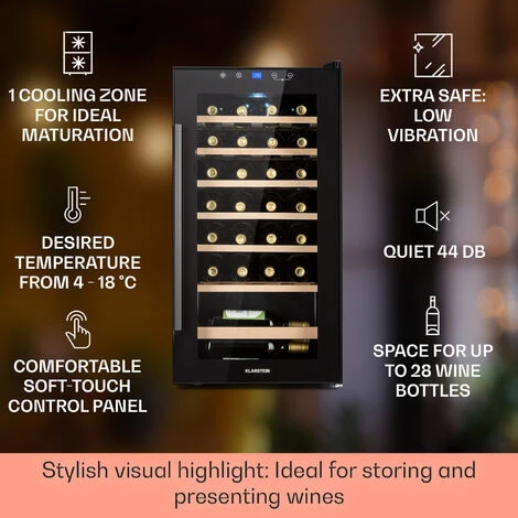 Klarstein Barossa 29 Uno Wine Refrigerator 1 Zone 88 Litres / 28 Bottles Touch Display 3 Klarstein Barossa 29 Uno Wine Refrigerator 1 Zone 88 Litres / 28 Bottles Touch Display - Image 2