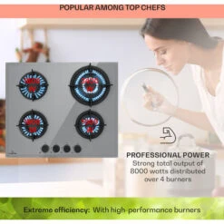 Klarstein Firetale Gas Hob 4-Burner 60 Cm Aluminium Burner Natural Gas/Propane Incl. Hose And Pressure Reducer -Kitchen Appliances Shop 96900302 3