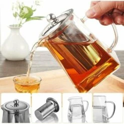 Square Glass Teapot With Infuser, 500ml Borosilicate Teapot With Strainer, Clear Loose Leaf Teapots For Loose Tea -Kitchen Appliances Shop 97102280 4