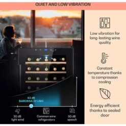 Klarstein Barossa 32 Uno Wine Refrigerator 1 Zone 95 Litres / 36 Bottles Touch Display -Kitchen Appliances Shop 97224449 4