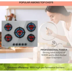 Klarstein Firetale Gas Hob 5-Burner 70 Cm Aluminium Burner Natural Gas/Propane Incl. Hose And Pressure Reducer -Kitchen Appliances Shop 97224510 3
