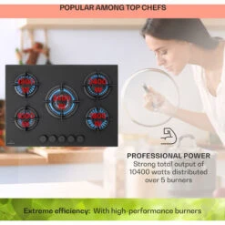 Klarstein Firetale Gas Hob 5-Burner 70 Cm Aluminium Burner Natural Gas/Propane Incl. Hose And Pressure Reducer -Kitchen Appliances Shop 97224690 3