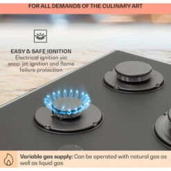 Klarstein Firetale Gas Hob 5-Burner 70 Cm Aluminium Burner Natural Gas/Propane Incl. Hose And Pressure Reducer -Kitchen Appliances Shop 97224690 5