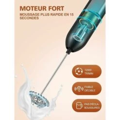 Milk Frother, Stainless Steel & Aluminum Alloy Electric Milk Frother With 12000 RPM Super Powerful Motor For Coffees, Espressos, Lattes And Cappuccinos -Kitchen Appliances Shop 97452699 3