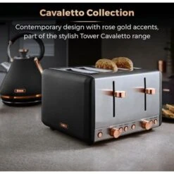 Tower Cavaletto Pyramid Kettle And 4 Slice Toaster Set Black -Kitchen Appliances Shop 98481184 4