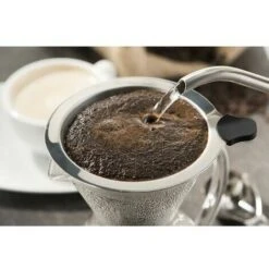 1 Pack Pour-Over Coffee Maker Set With Coffee Measure And Cork Stopper - Stylish Drip Coffee Maker With Glass Carafe And Permanent Stainless Steel Filter (500ml) -Kitchen Appliances Shop 99502421 5