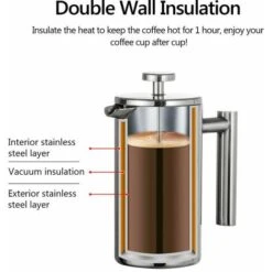 350ml/800ml/1000ml Double Wall Insulated Stainless Steel Coffee Press, 350ml - 350ml -Kitchen Appliances Shop 99565186 4